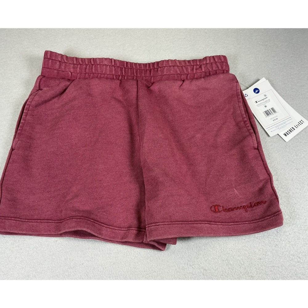 Champion Youth Sweat Shorts M 10/12 Burgundy Washed Elastic Waist Logo NWT